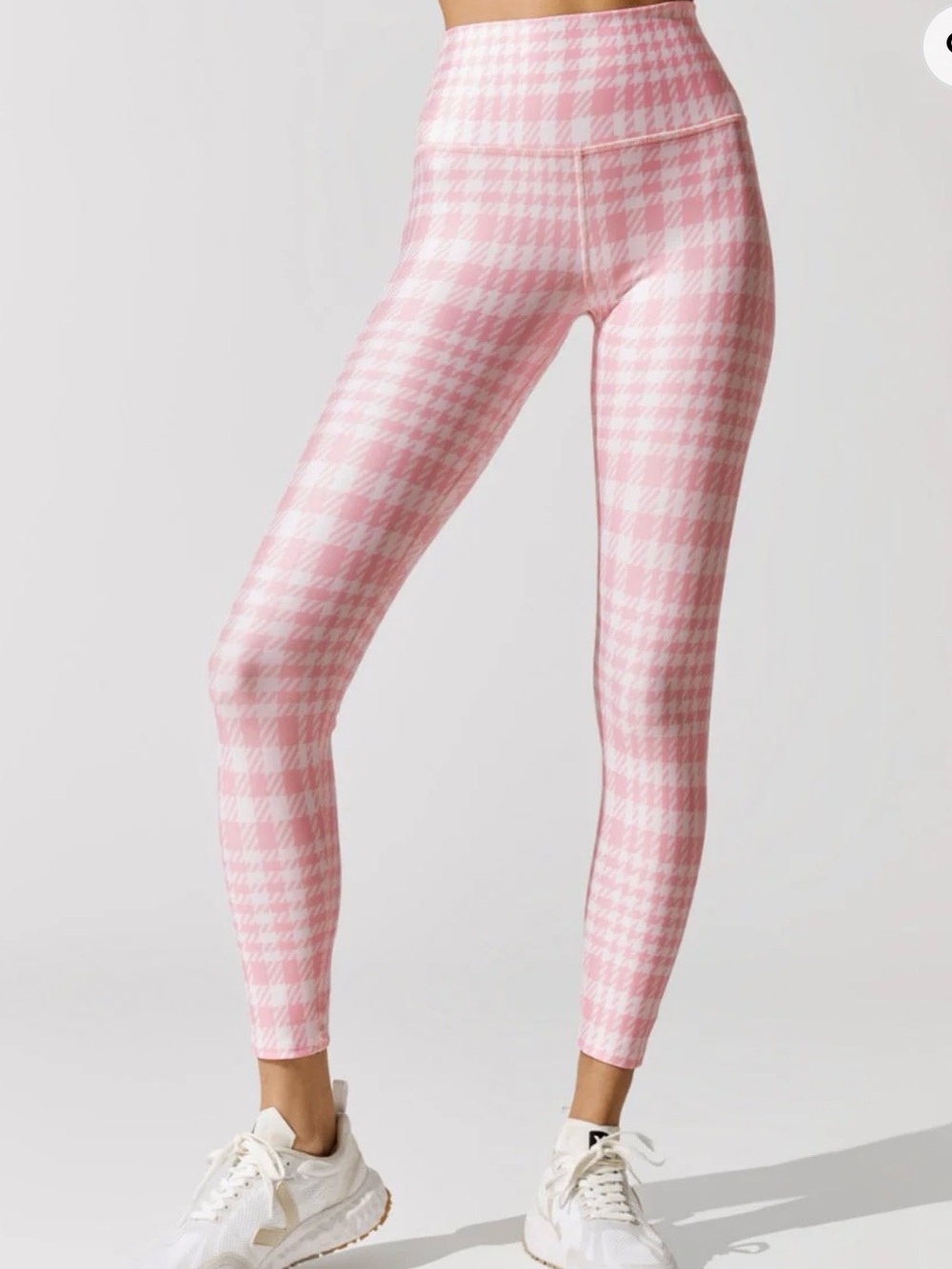 ONA Pink Houndstooth High-Waist Leggings